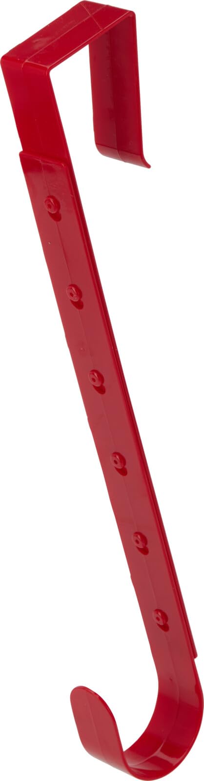 Muddy Hands Red Wreath Door Hooks – Over The Door Plastic Hangers For Holiday Decorations, Garlands & Wreaths – No Tools Or Screws Requi, Fits Most Doors - 4 Colours (, Green, White & Clear) (Red)