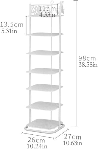 Miniatura 3 de GRFIT Zapatero de entrada de 7 niveles para zapatos, estante vertical de tubo de acero resistente, zapatero alto de 38.58 pulgadas, organizador de
