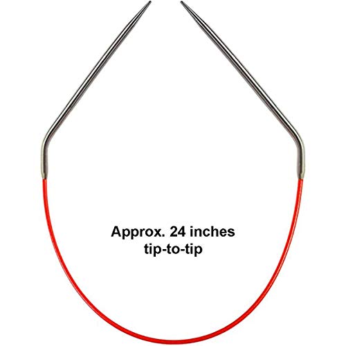 Image of ChiaoGoo Knit Red 24 inch (61cm) Circular Knitting Needles US Size 2 (2.75mm) Stainless Steel 6024-2 with Stitch Holder