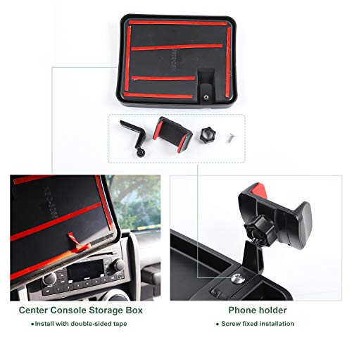 JeCar for Jeep Phone Holder Mount Center Console Tray Storage Box Dashboard Organizer for 2007-2010 Jeep Wrangler JK JKU