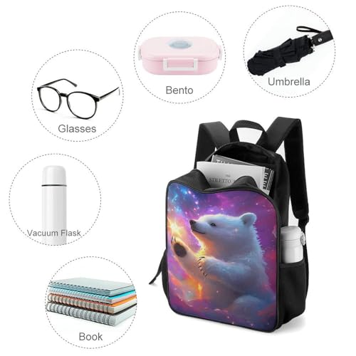 Polar Bear And Stars Travel Backpack Casual Daypack Shoulder Bag with Adjustable Shoulder Straps for Hiking3
