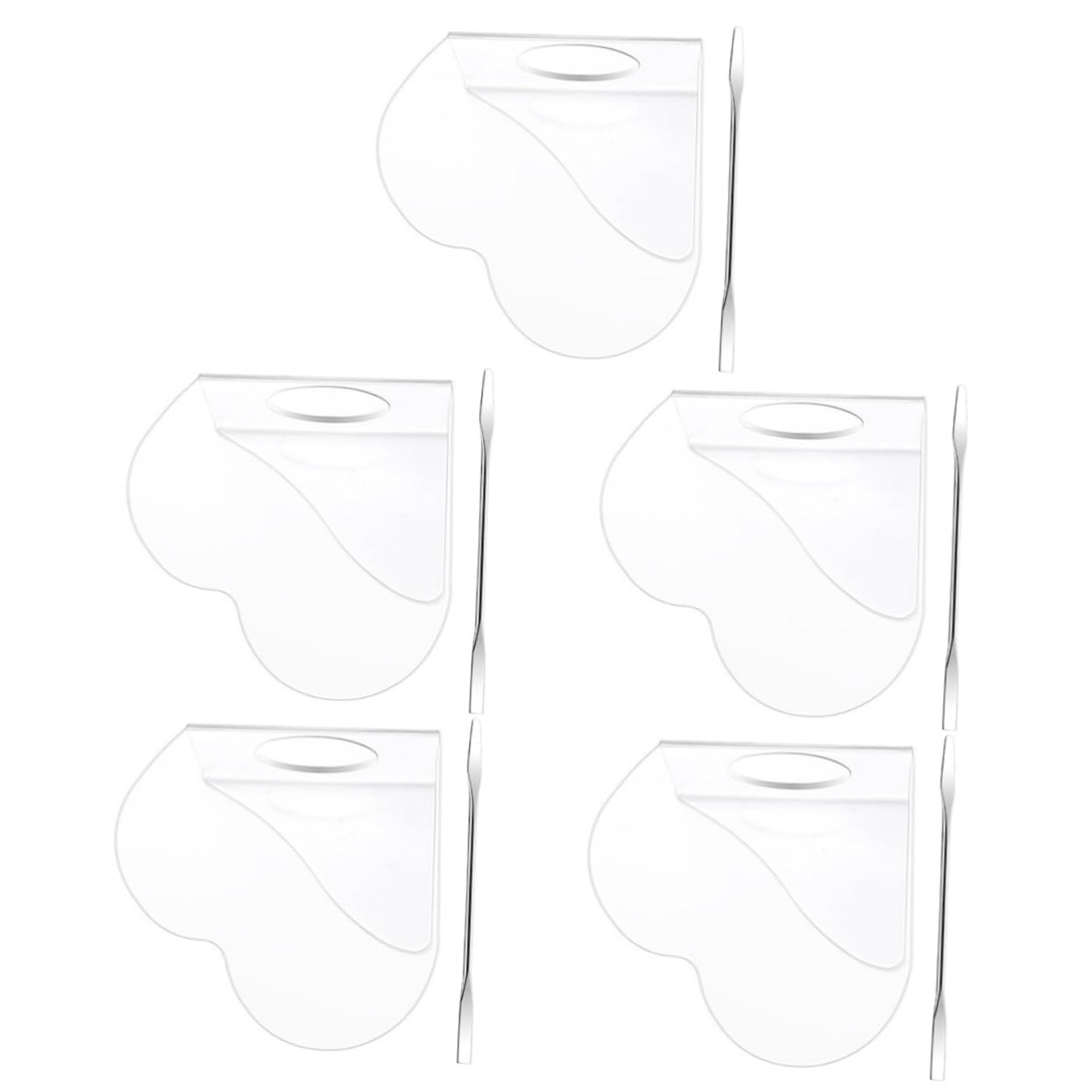 ARTIBETTER 5 Sets Makeup Mixing Plate Set Heart Shape Acrylic Palette Stainless Steel Spatulas