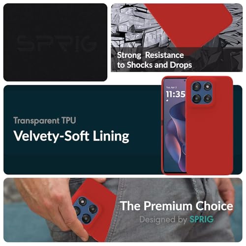 Image of SPRIG Compatible with Moto Edge 60 Stylus Premium SilkTone Back Cover Drop Tested Shock Proof Mobile Case for Men, Women, Boys and Girls with Camera Protection (Red)