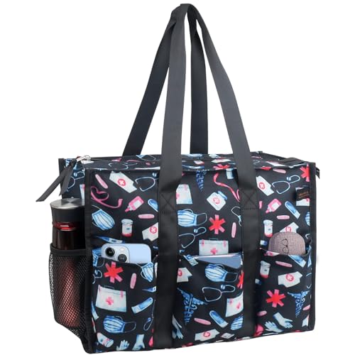 Image of Nurse Bags for Work Nursing Bag Multiple Pockets Waterproof Organizing Zip Top Clinical Bag for Nursing Students Home Health