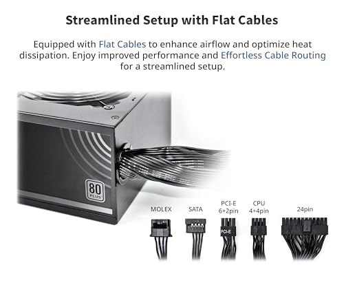 MONTECH Alimentatore non modulare APX 750W-certificato 80 Plus White - Tecnologia convertitore Intel ATX12V-DC-DC - Design cavo piatto per migliorare l'efficienza termica-Ventola da 120 mm - Garanzia - Alimentatore - Immagine 2