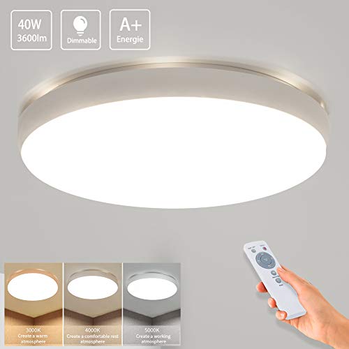 Preisvergleich Produktbild Öuesen LED Deckenleuchte mit Fernbedienung,40W IP44 Wasserdichte Badezimmerlampe,Ø49cm 3600lm Dimmbare LED Deckenleuchte für Küche,Schlafzimmer,Wohnzimmer,Flur,3...