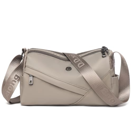 Image of Eslcorri Lightweight Nylon Crossbody Bag for Women, 3 Pocket Casual Shoulder Purse with Adjustable Strap for Travel Daily Use | Well-organized