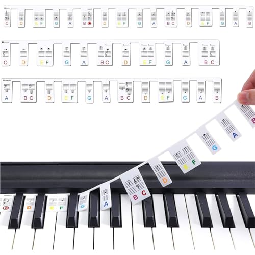 SGERUFZ - SGERUFZ Autocollants de Piano, Guide Labels pour Débutants, Notes de Touches Transparents et Amovibles, Removable, Reusable, Apprendre le Piano, Pianos et Claviers pour Enfants