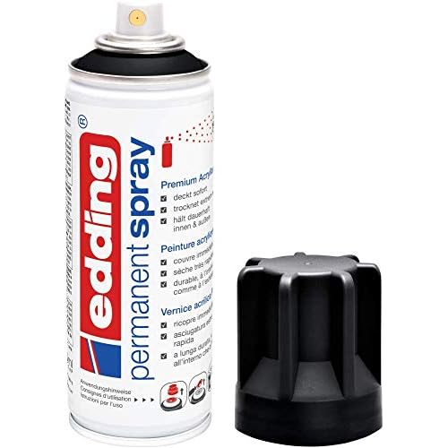 edding 5200 Permanent-Spray - tief-schwarz matt - 200 ml - Acryllack zum Lackieren und Dekorieren von Glas, Metall, Holz, Keramik, lackierb. Kunststoff, Leinwand, u. v. m. - Sprühfarbe