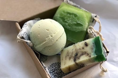 Pack Bomba de Baño Hidratante Exfoliante Corporal Natural y Jabón Artesano Aromas Frescos