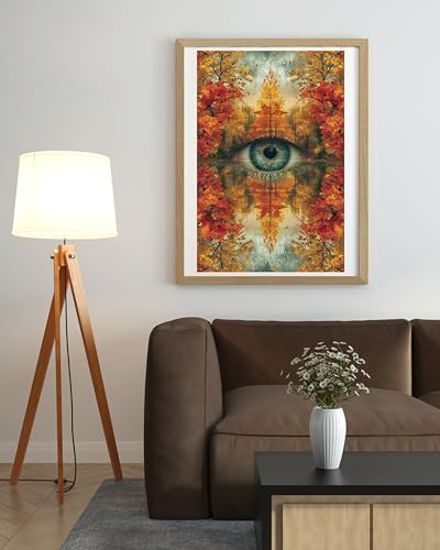 Image of Moohue DIY Counted Stamped Cross Stitch Kits for Adults 14 Count Cross Stitch Patterns Eye Trees Printed Cross Stitch Kits for Adults (Eye Trees)