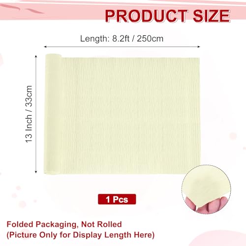 Image of MECCANIXITY Crepe Paper Roll 8.2ft Long 13 Inch Wide for Wedding Ceremony Various Large Festivals Decoration, Cream