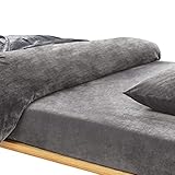 ボックスシーツ 冬用 静電気防止 ベッドシーツ キングサイズ マイクロファイバー 防寒対策 寝具 暖かい マットレスカバー （キング・180×200cm グレー）厚さ5 cm～30 cmのマットレスに適しています