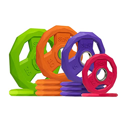 Image of SPART Color Coded Weight Plate 2-Inch Rubber Coated Olympic Grip Plate for Barbell, Solid Cast Iron Weight Plates for Strength Training, Weightlifting, Crossfit, Home Gym, 2.5LB /5LB /10LB /25LB /35LB /45LB, Pair