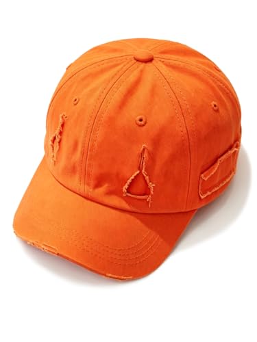 Image of Unisex Ripped Distressed Denim Ring Baseball Cap Hip Hop Vintage Dad Hat Adjustable