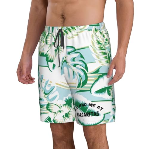 You Had Me at Margaritas Mens Swim Trunks Quick Dry Board Shorts,Breathable Fit Hawaii Beach Short Bathing Suits,2