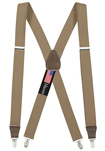 Image of HOLD'EM Suspender for Men Made in USA Y-Back Leather Crosspatch Clip on tuxedo suspenders