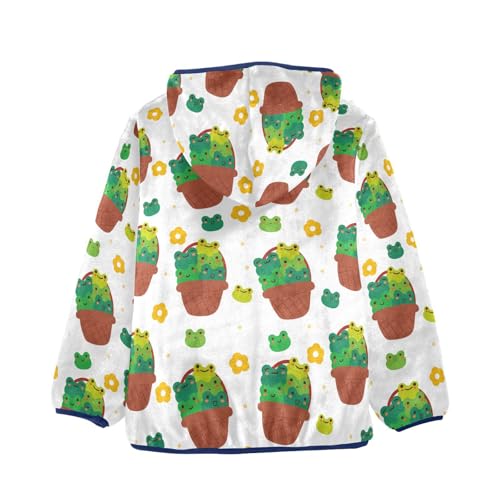 Cartoon Frogs Inside A Basket Girls Fleece Jacket Girls Fall Jacket Girls Zip Up Hoodie Girls Sherpa Jacket 2-10T2