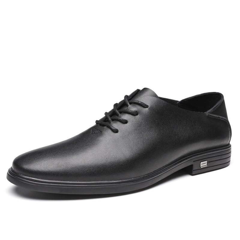 Mens All-Day Comfort Oxford Shoes Genuine Leather Lace-Up Weeding Prom Derby Shoes Comfortable Non-Slip Low Top Work Dress Shoes