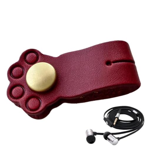 Acunny Recogecables portátil para auriculares | Organizador de cuero reutilizable con hebilla para envolver con un lindo animal de dibujos animados | Hebilla reutilizable para envolver gatos, portátil