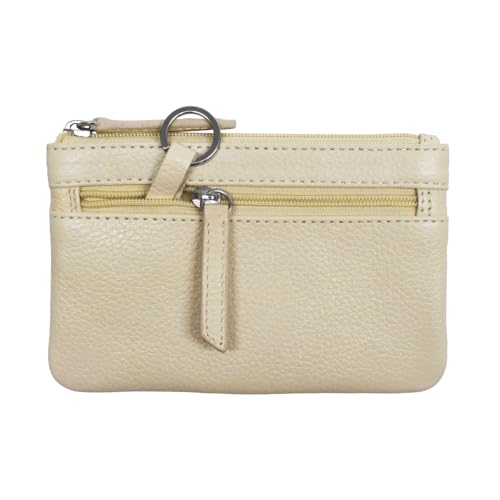 Image of ili New York Leather Mini Compact Coin Purse - Bone