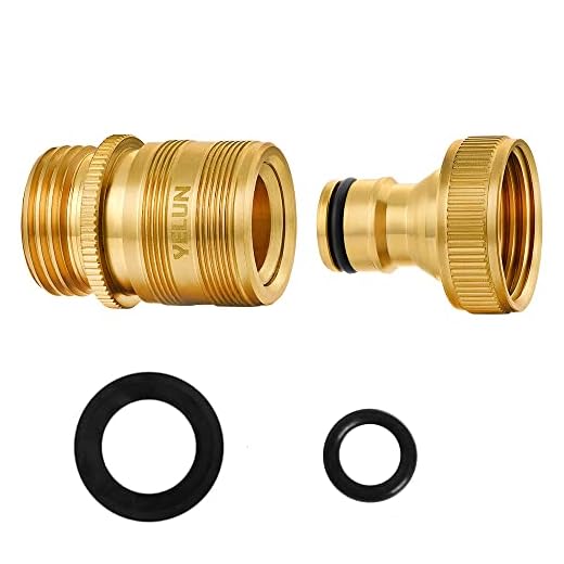 YELUN Garden Hose Quick Connect Solid Brass 3/4 inch GHT External Thread Easy Connect Fittings No-Leak Water Hose Male Quick Connector and Female product adapters (1 SET)
