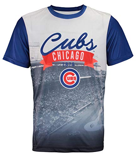 FOCO MLB Chicago Cubs Men's Outfield Photo Tee, Team Color, M