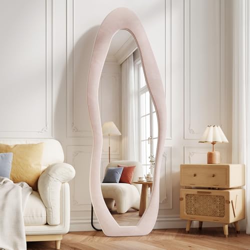 Image of Koonmi Pink Mirror Full Length 63 inchx24 inch, Wavy Full Body Mirror