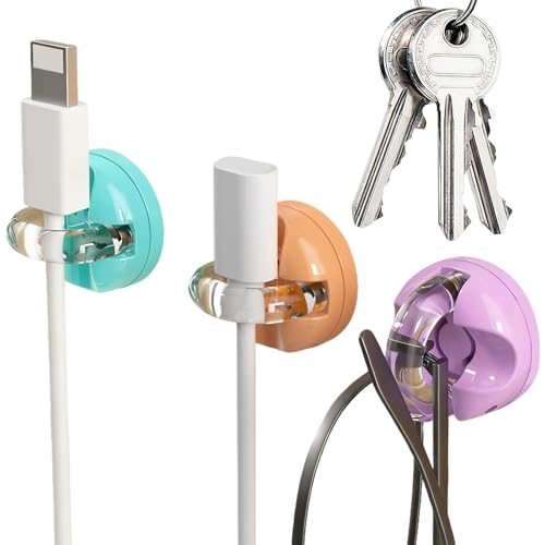 Sujetacables Magnético,3 Piezas Fuertes Clips Universales Giratorios para Cocina y Baño | Ganchos Organizadores para Cables,Para Hogar Dormitorio Apartamento Escritorio Pared