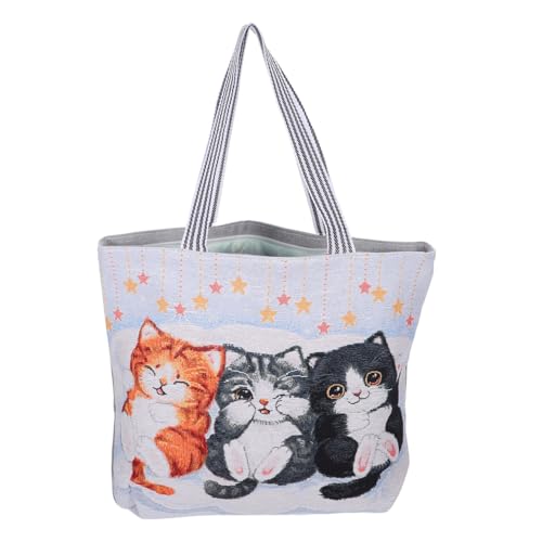 Grand sac à bandoulière chat brodé idéal pour les cours et les sorties des étudiantes