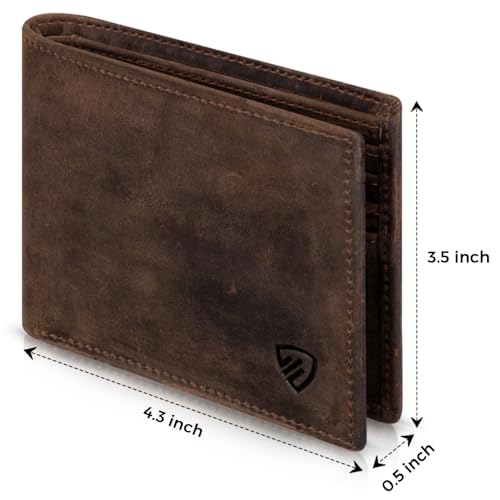 RUNBOX Genuine Leather Bifold Wallet for Men - RFID Blocking Slim Wallet with 9 Card Slots, 1 ID Window & Bill Compartment - Gift Box Packaging - Image 3