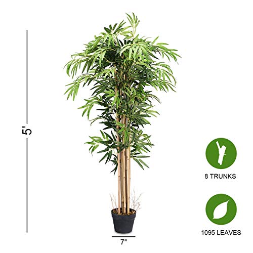 Bestcomfort 5 Feet Artificial Bamboo Silk Tree, Decorative Indoor House Fake Plant, Artificial Leafy Tree Faux Potted Indoor Floor Plant For Home Office Decor #TOP1