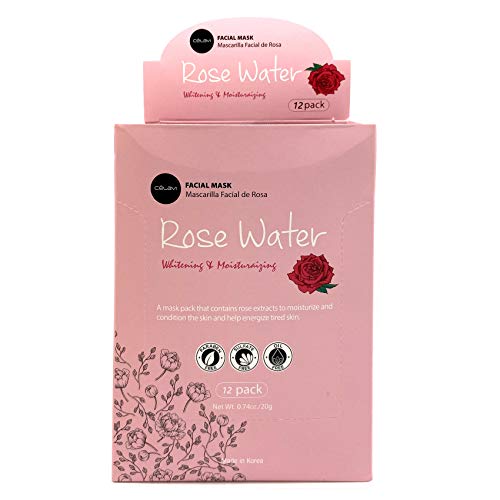 Celavi Facial Mask Set Korean Essence Sheet Masks (12-Pcs, Rose Water) #TOP13