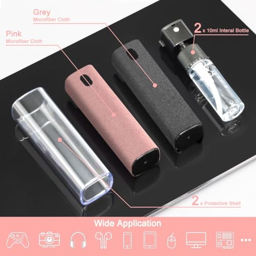 2 Pack Screen Cleaner Spray and Wipe for Laptop Monitor and Car Screens, Phone Touchscreen Mist Cleaning Kit for Cellphone, Tablet, PC, Computer,