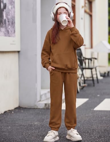 Image of Arshinet Girls 2 Piece Outfits Hoodie Sweatsuit Sets Oversized Sweatshirt and Baggy Fall Fashion Sweatpant with Pockets