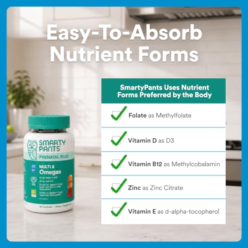 Image of SmartyPants Zero Sugar Prenatal Multi & Omegas Multivitamin Gummies with Omega 3 ALA, Methylfolate, Biotin, Vitamins D3, C, No Sugar Alcohols, Clean Label, Lemon Flavor, 90 Gummies (30 Day Supply)