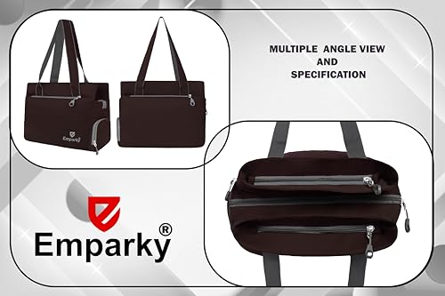 Image of Women Bag, Black with Turquoise Accents, Tote Bag with Multiple Zipper Pockets