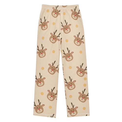 Boys' Pants Christmas Reindeer Polka Dot Long Bottoms Jogger Pants Elastic Waist Trousers with Pockets S-XL