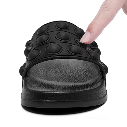 Eashi Pop Slides For Kids, Comfy Boys Girls Sandals, Toddler Slippers For House Shower Beach Arch Support Non-Slip Black #TOP3