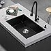 Zlew kuchenny Nano Single Slot Offstage Embedded Kitchen Sink Ze Stali Nierdzewnej Kuchnia Zlew Pojedynczy Slot Bar lub Kuchnia Zlew Czarny zlew Umywalka do stacji roboczej (Size : B)