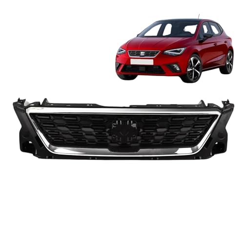 Image of PG Front Bumper Centre Radiator Grille with Chrome Compatible with SEAT Ibiza MK5 2017-2020 6F0853654 2ZZ
