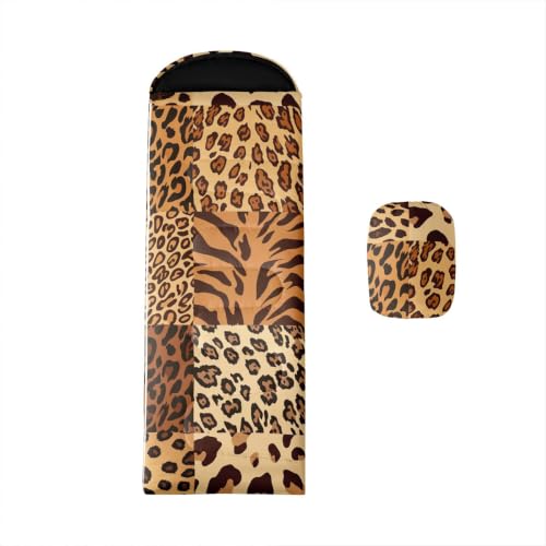 Bolsa de dormir rectangular Erosebridal marrón naranja negro para camping y senderismo, 3 temporadas, tamaño Tw miniatura 1