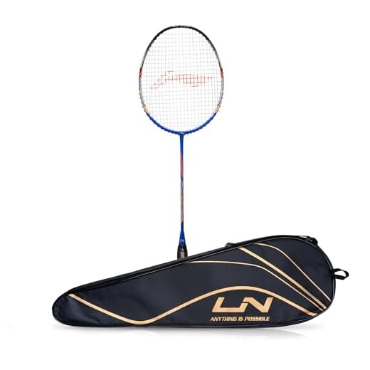 Li-Ning Turbo 99 Carbon Fibre Strung Badminton Racket with Full Racket Cover (Blue/Black) | For Intermediate Players | 84 grams | Maximum String Tension - 30lbs