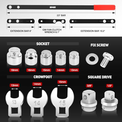Image of DNA MOTORING 16pc Serpentine Belt Tool Set, Install Remove Serpentine Belts For Spring Loaded, With Case, TOOLS-00539