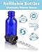 JUVITUS 1 oz / 30 ml Cobalt Blue Glass Boston Round Bottle with Graduated Measurement Glass Dropper (4 pack) + Funnel