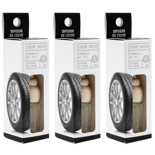 SEAL AROMAS Pack 3 Ambientadores de Coche Essential Coche Nuevo – Difusor Colgante 8 ml – Aroma Fresco y Limpio de Vehículo Recién Estrenado – Fragancia Duradera para Vehículo y Espacios Pequeños