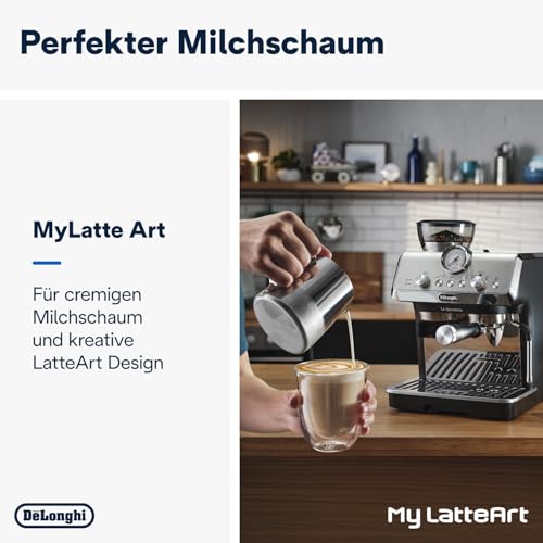 De'Longhi Siebträgermaschine La Specialista Arte EC9155.MB, Espressomaschine mit Mahlwerk, 8 Mahlgrade, 15 Bar, 3 Temperaturen, Milchschaumdüse, 1550W, 1,7L Tank, Edelstahl/Schwarz inkl. Barista-Kit – Bild 5