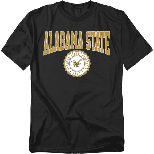 LOGOVISION Alabama State University Collegiate Seal Unisex Adult T Shirt, Black, Medium