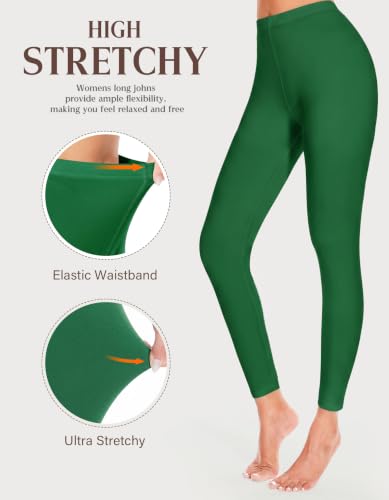Image of YADIFEN Thermal Underwear for Women Set, Fleece Lined Base Layer | Thermal underwear set with crew neck and fleece lining, soft fitted base layer for cold days or cozy pajamas at home.