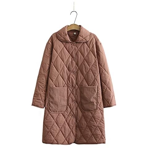 Women's Korean Style Long Thin Loose Parka Hooded Big Pocket Jacket Bean Paste Powder 4XL Cover